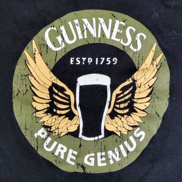 Guinness Pure Genius Winged Pint Logo Official Merch Mens T Shirt Black Size L - Picture 1 of 11
